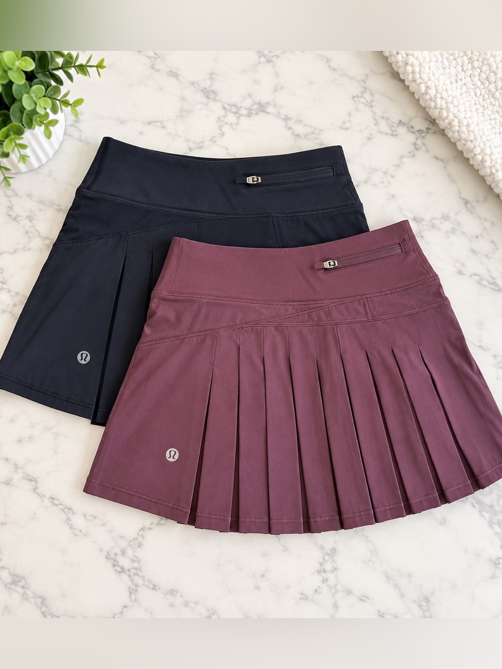 2 Athletic Pleated Tennis Skirt - Black and Plum